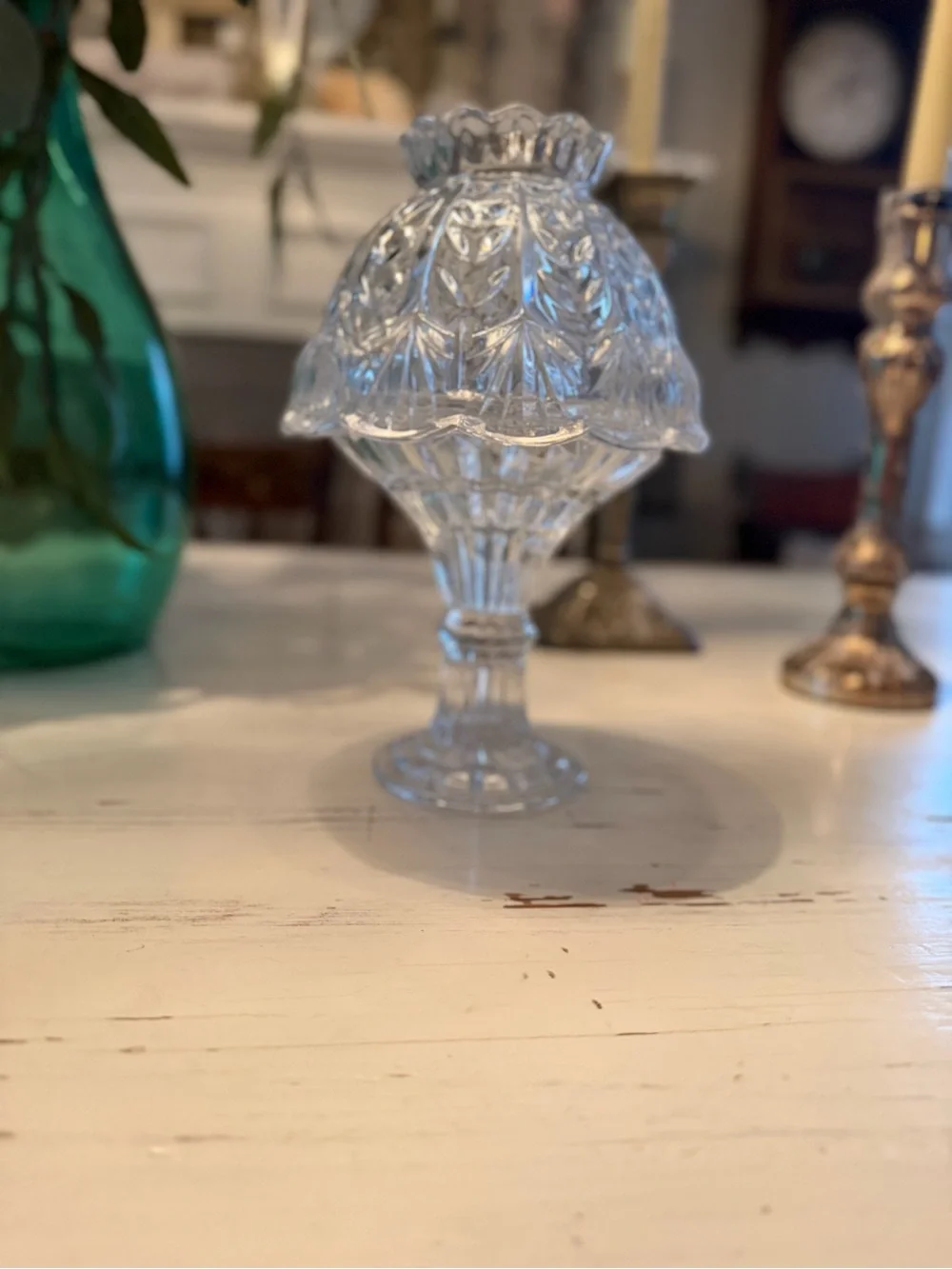 Vintage clear cut crystal fairy lamp